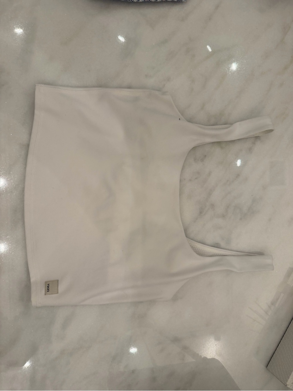 Vuori White Ribbed Cropped Tank